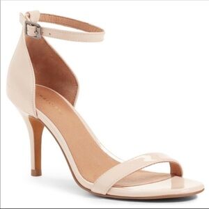 Halogen Shoes Heels Audrey Ankle Strap Nude Patent Leather Women’s‎ Size 9.5